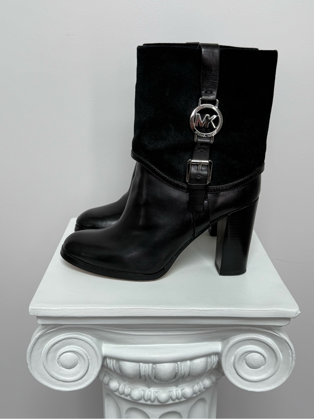 MICHAEL Michael Kors Black Leather & Suede Fulton Harness Boot